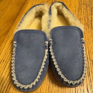 L.L. Bean Blue Moccasins with Cream Lining